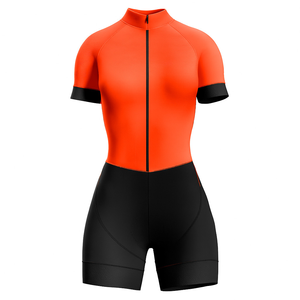 Macaquinho Ciclismo Feminino Profissional Gel Acolchoado UV Proteção MTB Speed Laranja