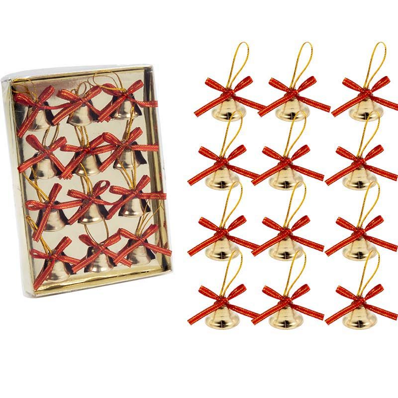 Caixinha com 12 Sininhos Decorativos Coloridos