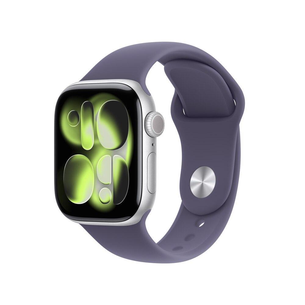 Apple Watch Series 11 GPS + Cellular - Caixa prateada de alumínio – 42 mm - Pulseira esportiva roxo-névoa – P/M em Oferta na Shopee