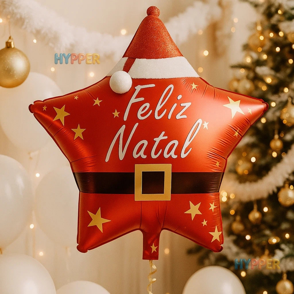 Balao Natal Vermelho Feliz natal balao metalizado decorativo para festa e decoração natalina