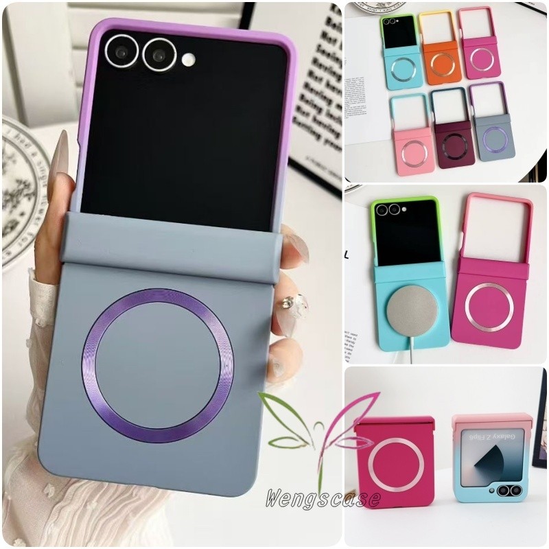 Capa De Telefone Com Dobradiça De Cor Gradiente Magnética Para Samsung Galaxy Z Flip 7 6 7FE 5 Flip4/3 À Prova De Choque