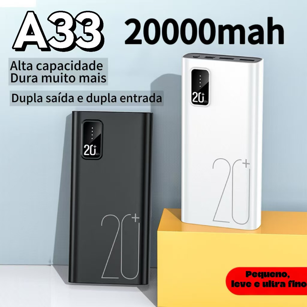Carregador Portátil 20000mah grande capacidade power bank 22.5w rápido portátil bateria Com Tela Lcd 100% Original