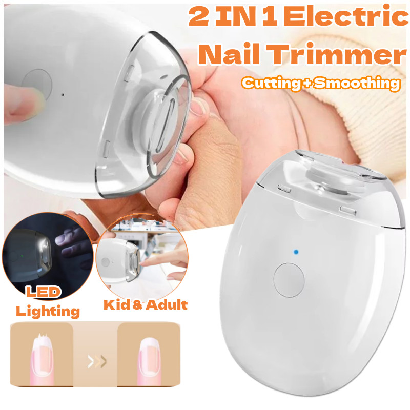 Cortador De Unhas Elétrico Automático Com Luz 2 Em 1 , Moagem E Polimento Recarregável , Aparador , Manicure Para Bebês 