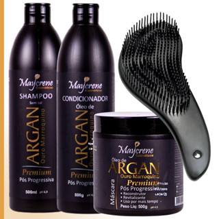 Kit Pós Progressiva Argan Premium 500ml + Escova Mágica Antifrizz em Oferta na Shopee