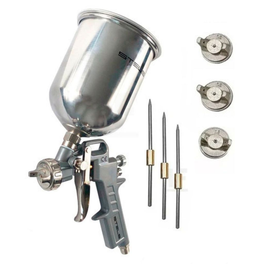 Pistola Pintura Gravidade Hlpv 1 Litro 3 Bicos 1.2 1.5 1.8Mm em Oferta na Shopee