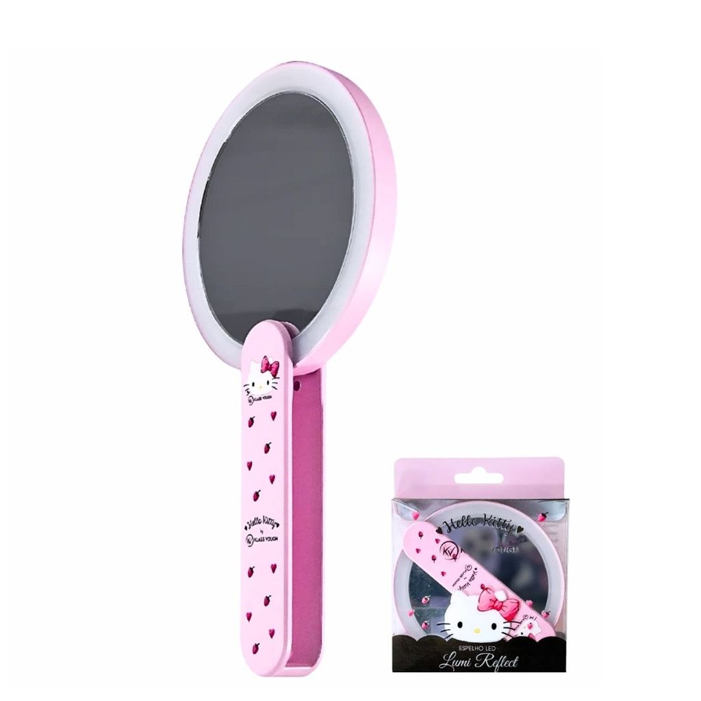 Espelho Portátil Com Led Hello Kitty Klass Vough - Portátil, Prático, Presente