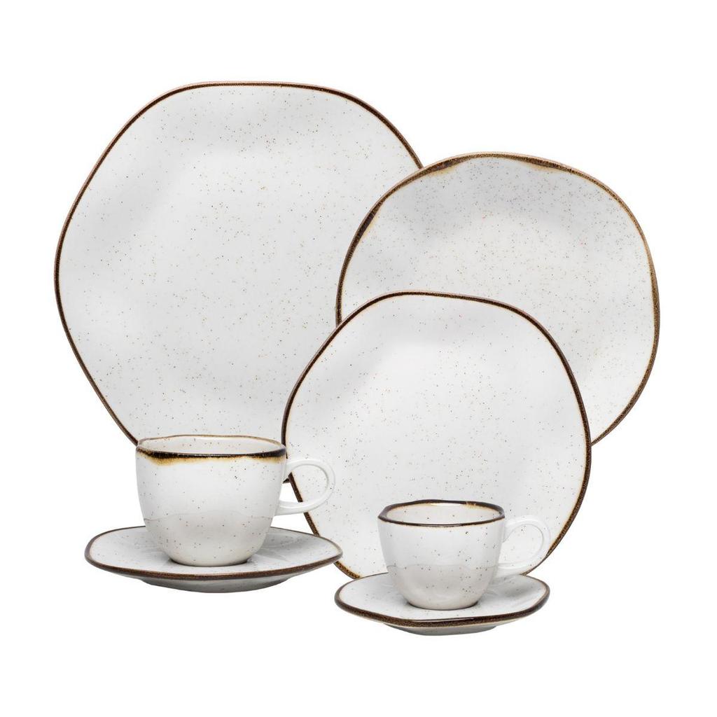 Jogo de Jantar 42 Peças Porcelana Chá Café Maresia Oxford em Oferta na Shopee