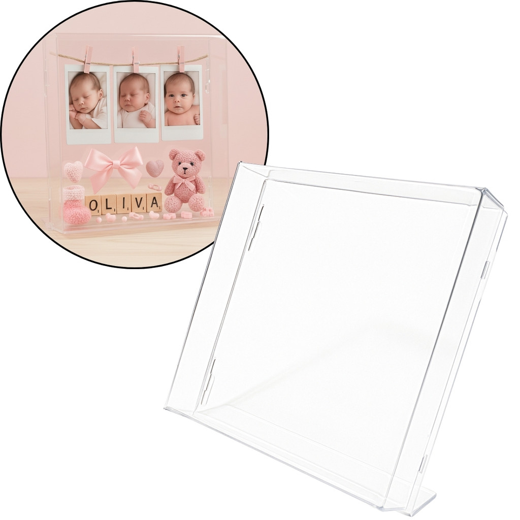 Moldura Caixa Expositora Objetos Lembranças Fotos Quadro Vitrine Memórias Ingressos Bebê