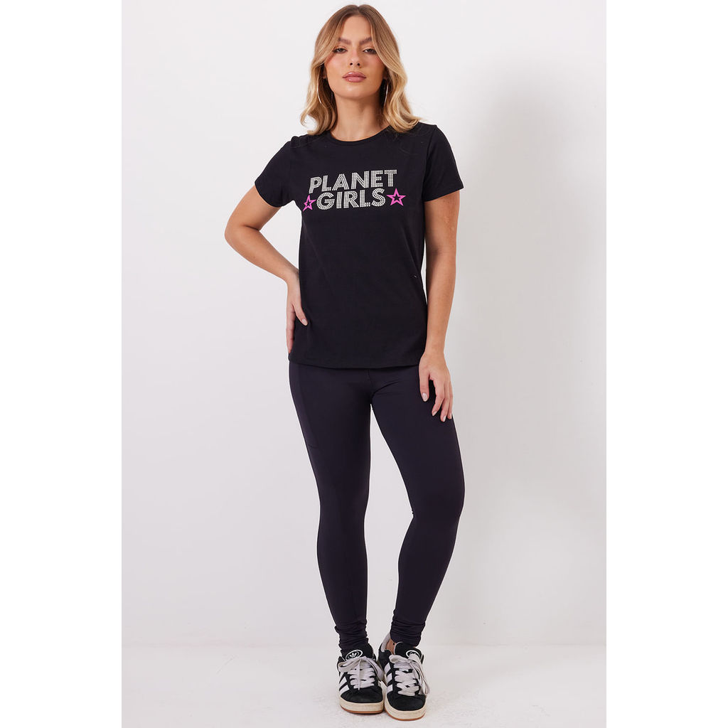 Detalhes do T-Shirt Feminina Regular Planet Girls Preto
