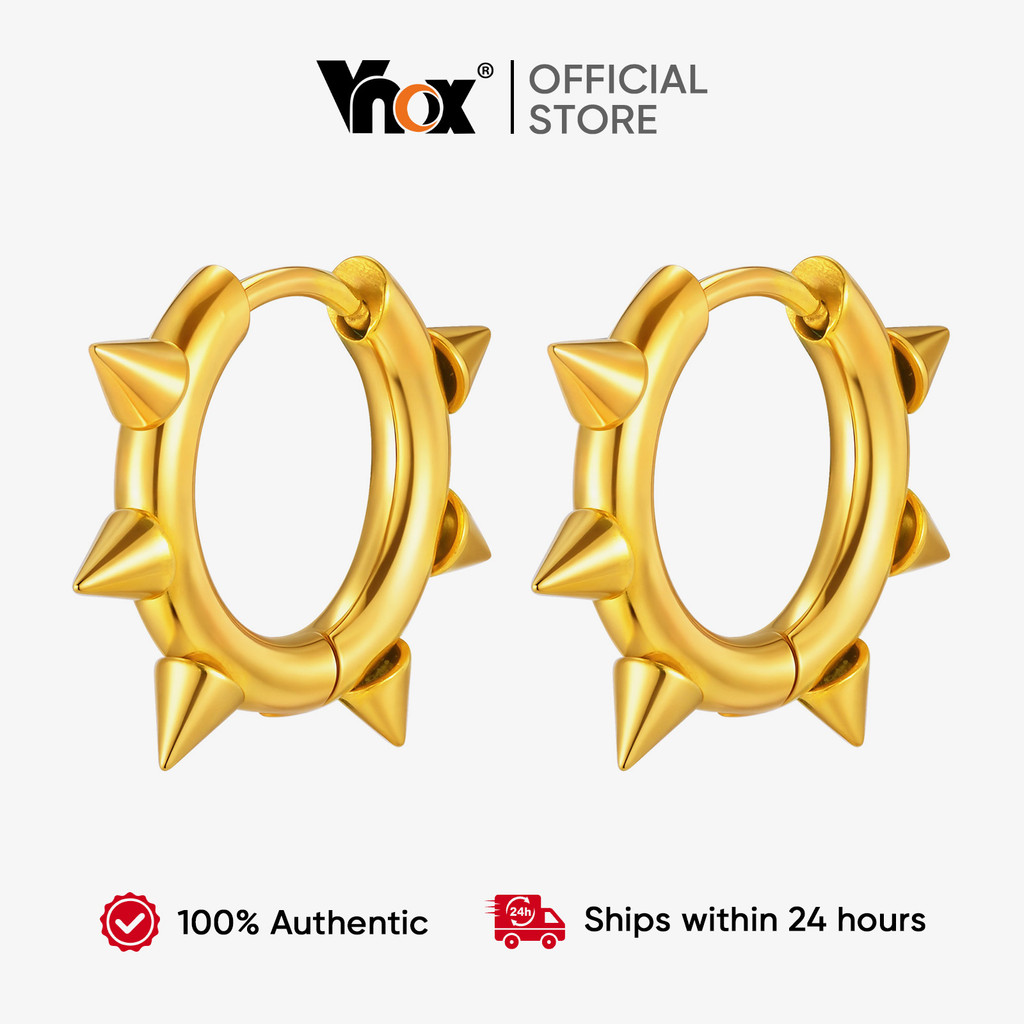 Vnox Gold Spike Ear Cuffs Masculino Design Negrito Performance De Palco Clube Festival De Música Brincos De Declaração N em Oferta na Shopee