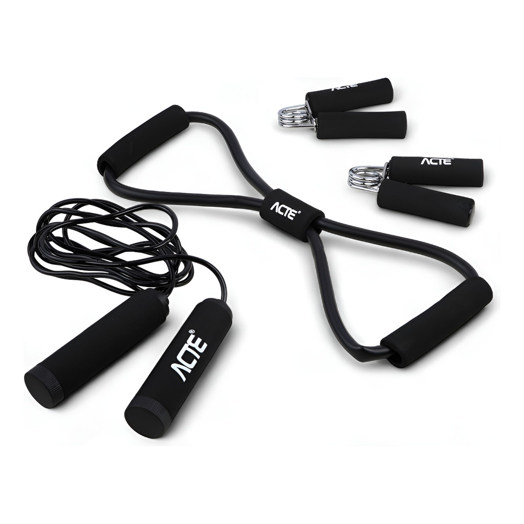 Kit De Treino Hand Grip Corda Extensor Bolsa Transporte Cor Preto