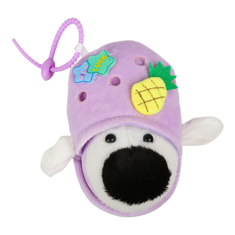 Macaron Cor De Pelúcia Filhote De Cachorro Croc Charme Chaveiro Boneca Dos Desenhos Animados Saco Estudante Pingente Fer