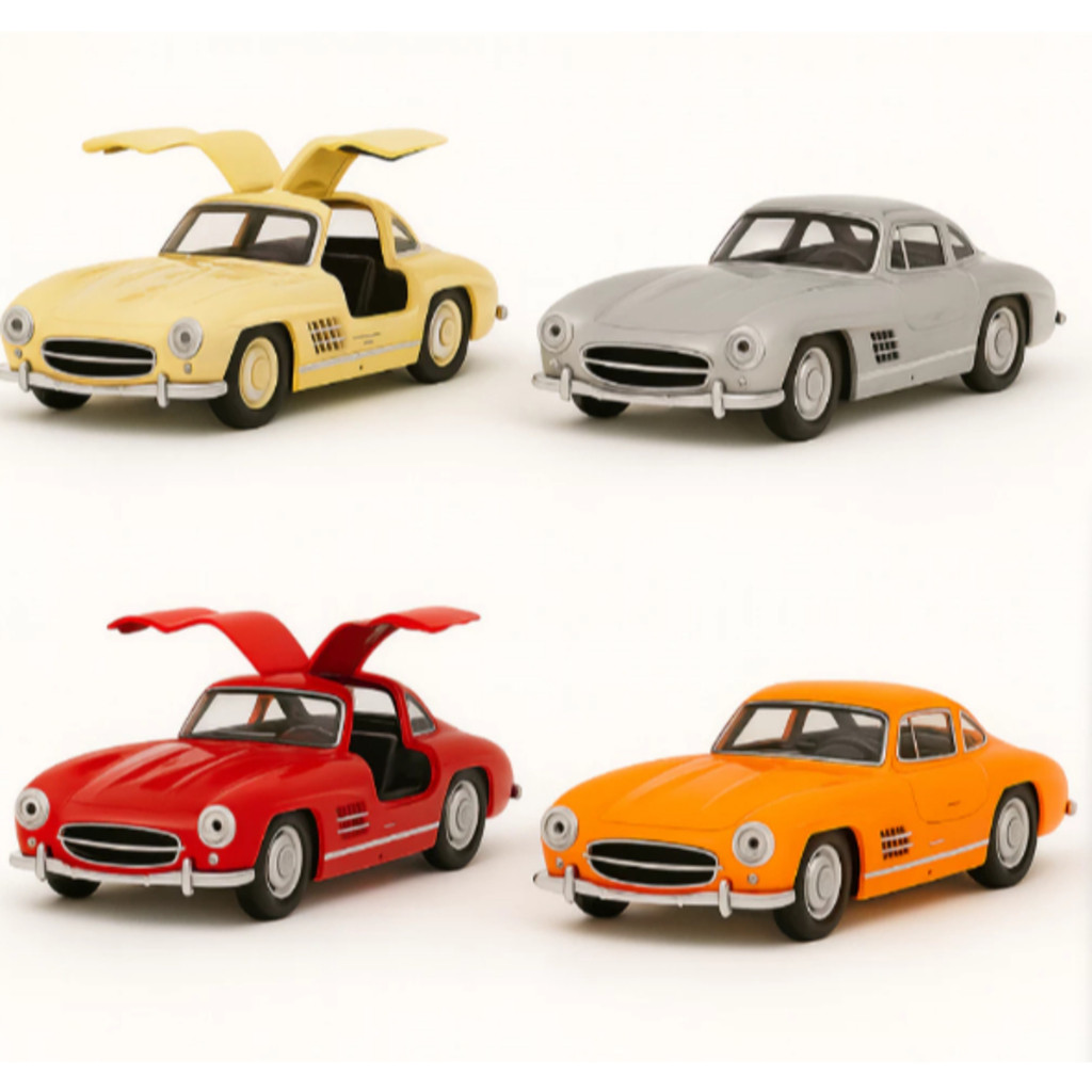Carro Miniatura Mercedes 300SLR Antiga Classica Colecionável Escala 1:32 Metal Pneu Detalhes Interno