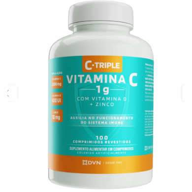 C-triple Vitamina C  + D e Zinco 100 Comprimidos  500mg em Oferta na Shopee