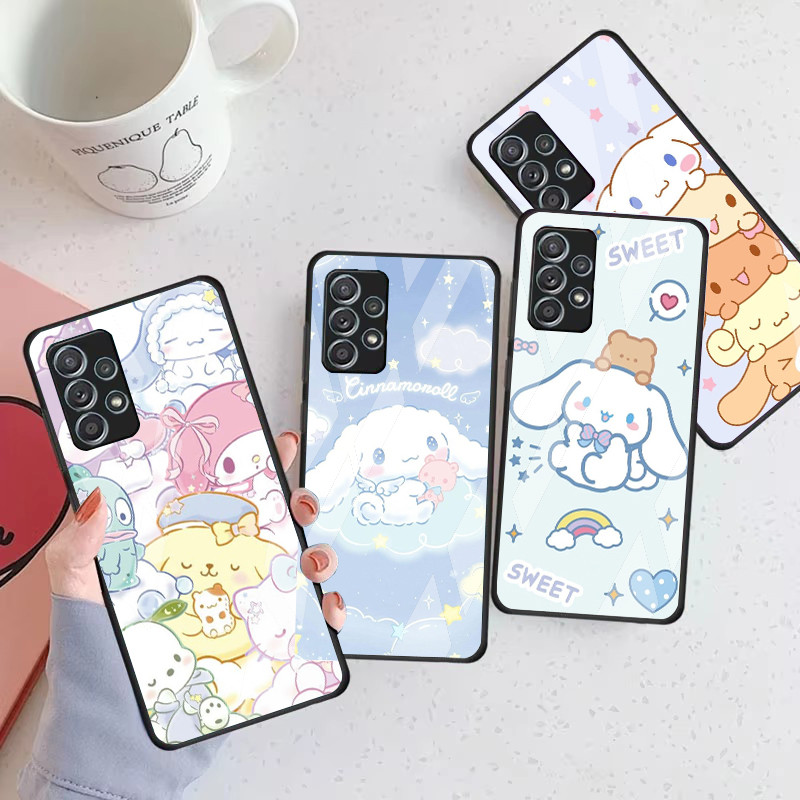 Cinnamoroll 03 Capa De Telefone De Vidro Para Samsung Galaxy A16 A15 A25 A35 A55 A53 A54 A34 A14 A32 A52 4G 5G A56 A54