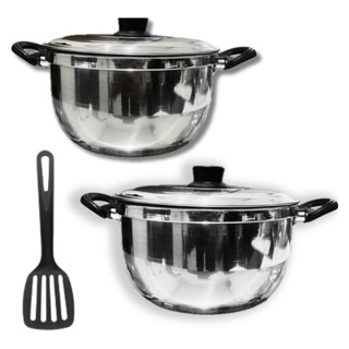 Kit 2 Panelas Caçarolas  Alumínio  POLIDO , N. 16 e N. 14 ,1 Espátula em Oferta na Shopee