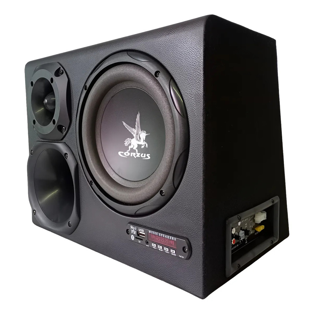 Caixa De Som Amplificada Corzus 300W Woofer Preto USB SD FM