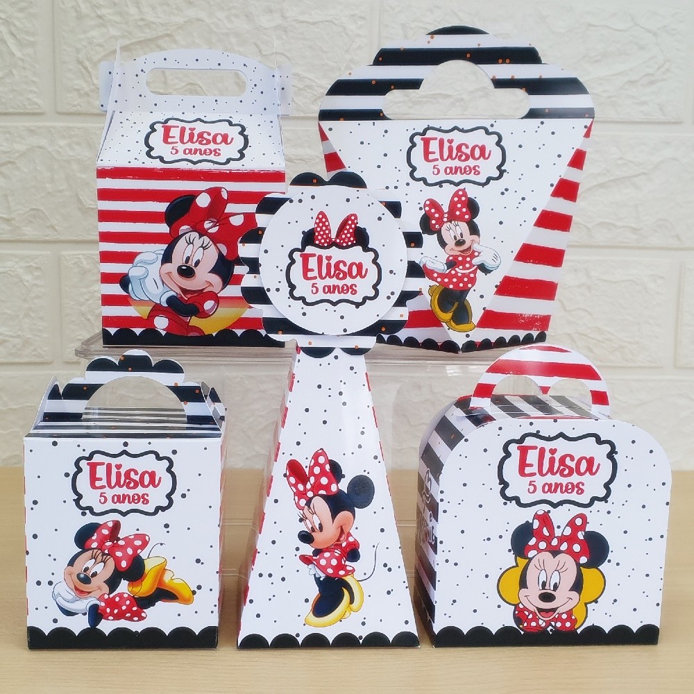 Kit Personalizado Minnie vermelha, Lembrancinha Minnie Vermelha, Caixinhas Decoração