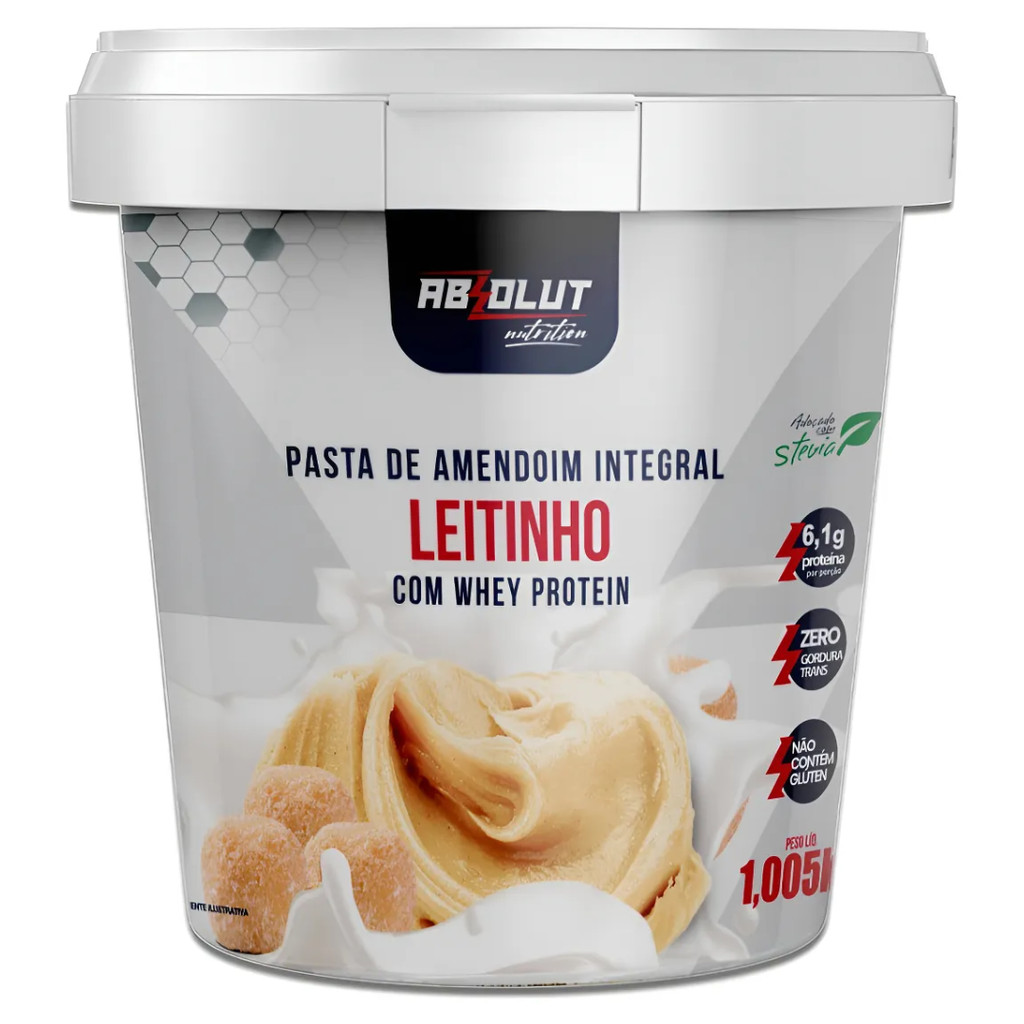 Pasta de Amendoim Sabor Leitinho com Whey Protein 1,005Kg - Absolut em Oferta na Shopee