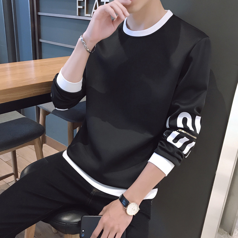 Outono 2026 novo estilo roupas de outono fino ajuste manga comprida camiseta primavera outono roupas moletom masculino i