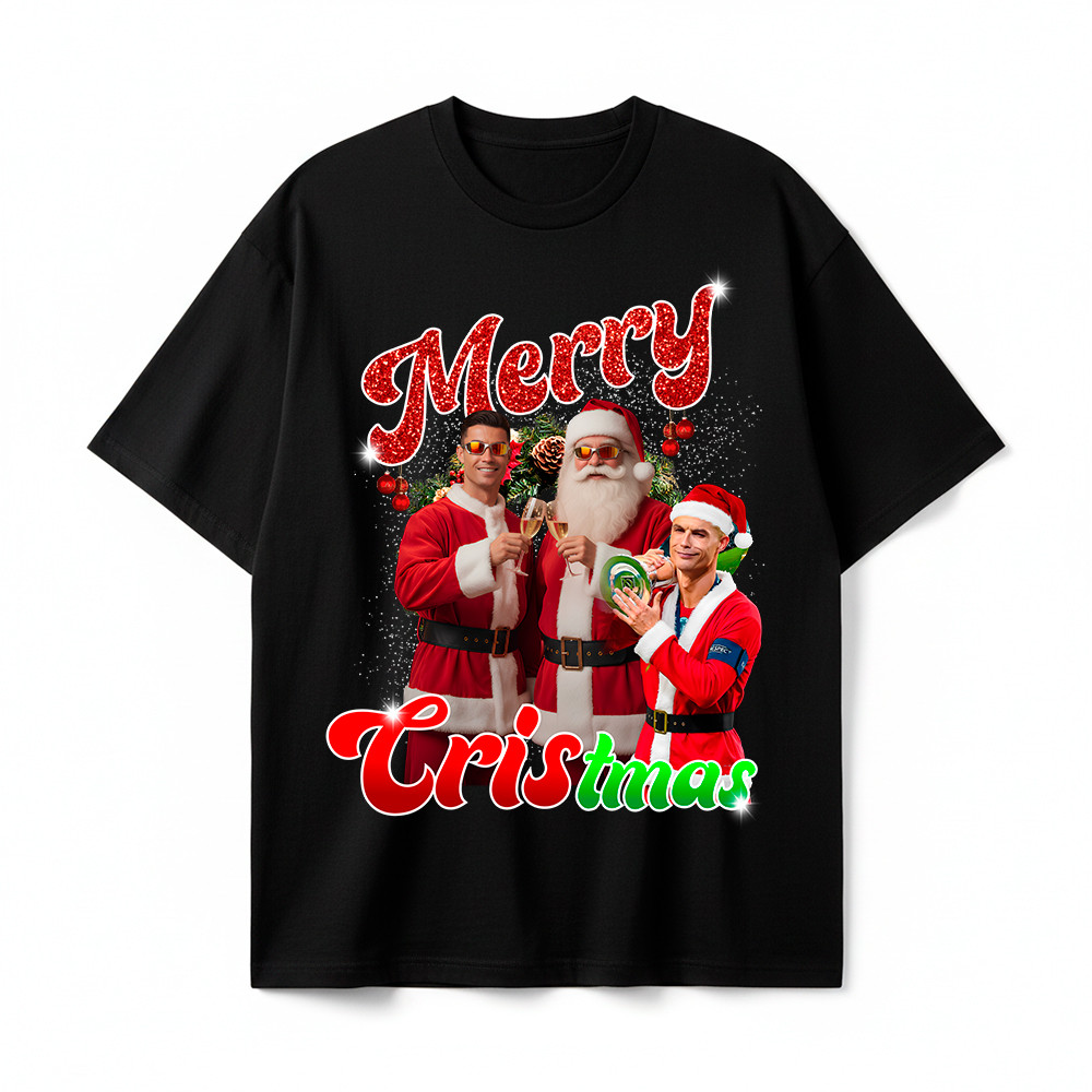Camiseta Cristiano Ronaldo Natal Camisa Merry Cristmas Feliz Streetwear 30.1Algodão QualidadePremium