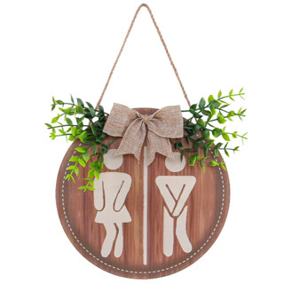 Placa De Banheiro De Madeira Pendurada Decoração Fazenda em Oferta na Shopee