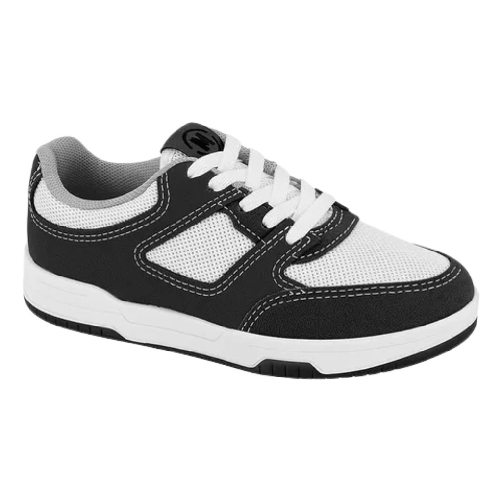 Tênis Molekinho Branco e Preto Meninos Modelo Casual