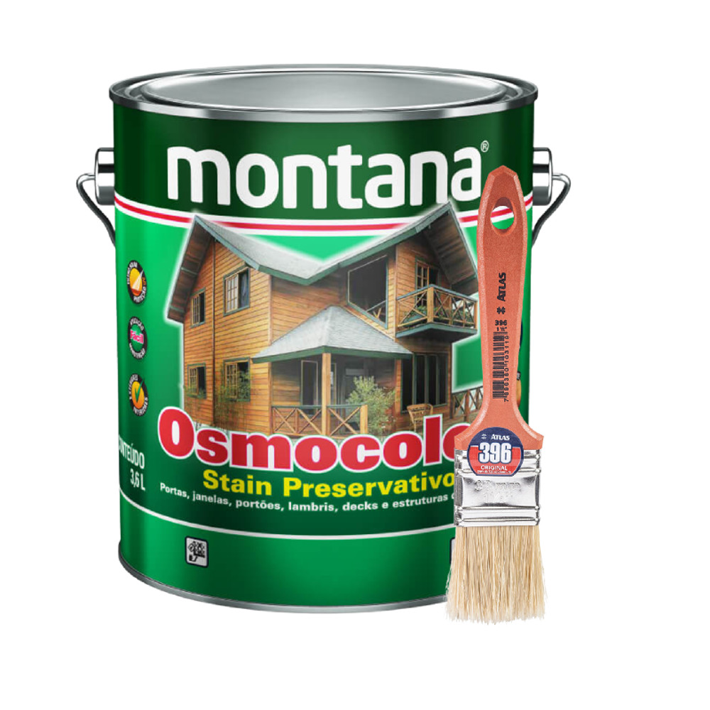 Kit Trincha 1.1/2 (396/4) + Verniz Osmocolor Ipê 3,6 L Montana