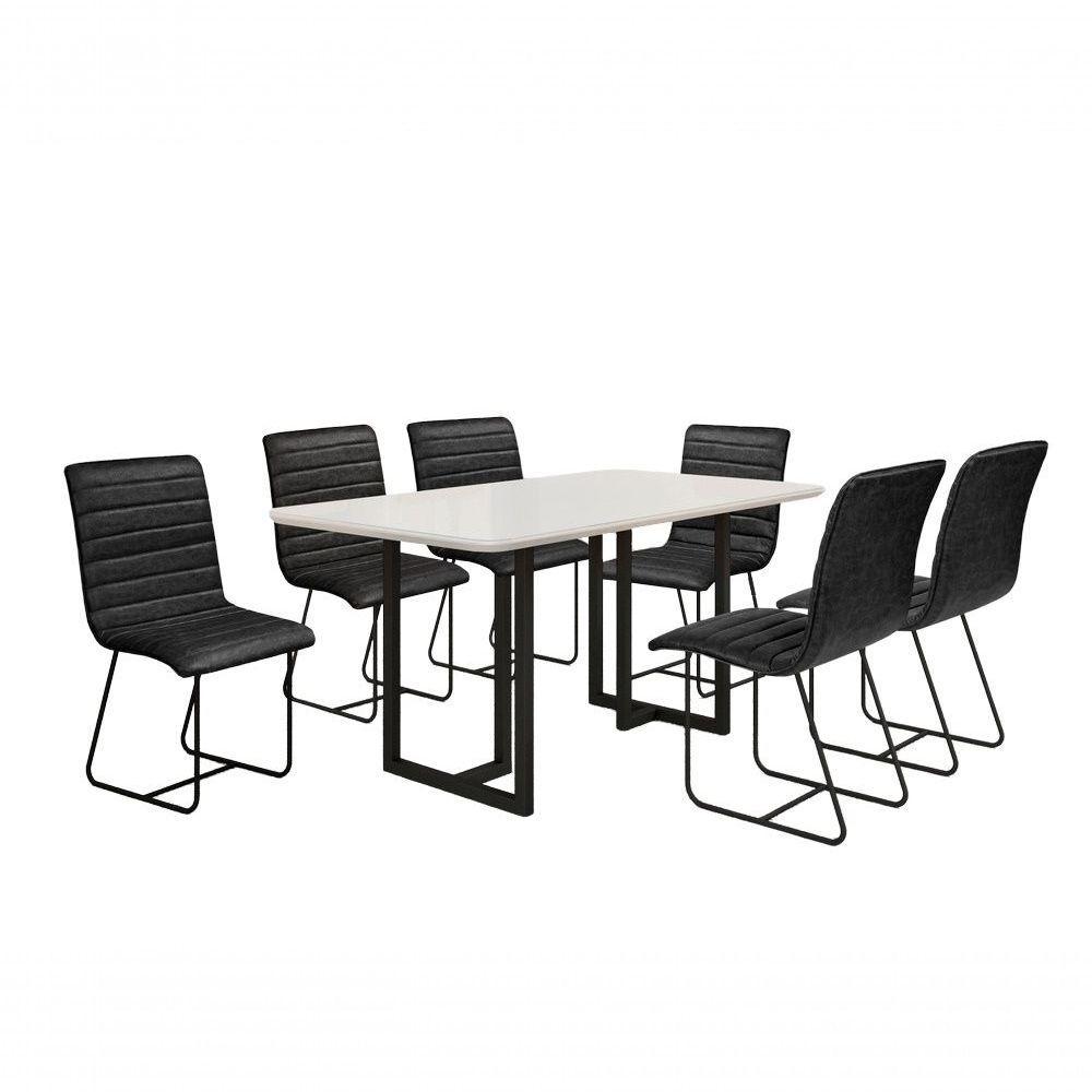 Conjunto De Jantar Itália Com 6 Cadeiras Base Goiás Bm Tubulares Off White-courissimo 134