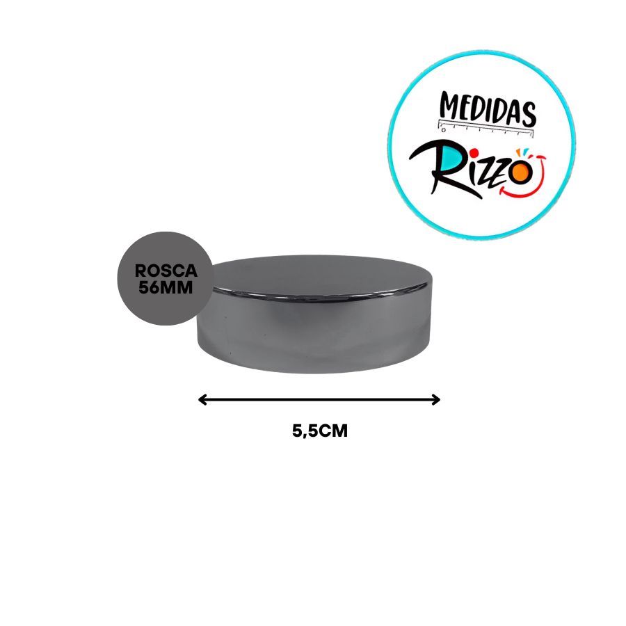 Tampa De Alumínio Para Pote Cilíndrico Reto - Prata - Rosca 56mm - 1 unidade — imagem 2 de 2