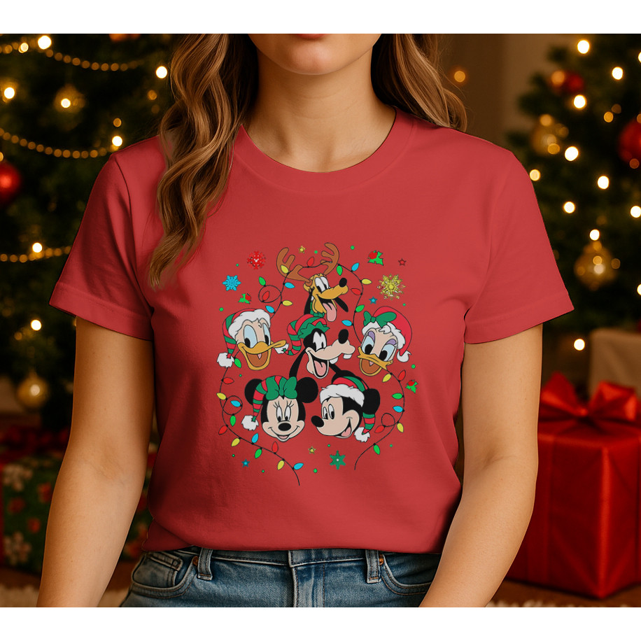 Camiseta Unissex Natal | Estampa Mickey, Minnie, Pluto, Donald e Margarida Festivos