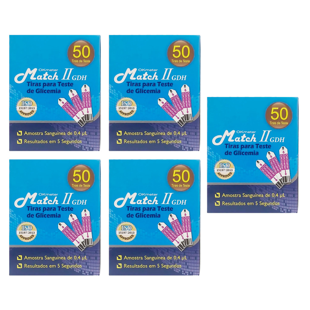 Kit 250 Fitas De glicose Match II 2 - Tiras de glicemia Match