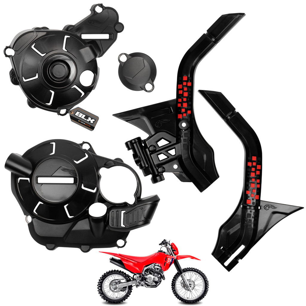 Kit Proteção Crf 300f Tampas Do Motor + Lateral Quadro Chassis Defender Amx