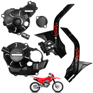 Kit Proteção Crf 300f Tampas Do Motor + Lateral Quadro Chassis Defender Amx
