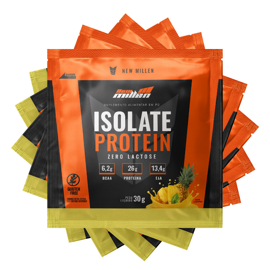 KIT 5 UNID ISOLATE PROTEIN NEW MILLEN 30G - SEM GLUEIN - ABACAXI C/ HORTELA em Oferta na Shopee