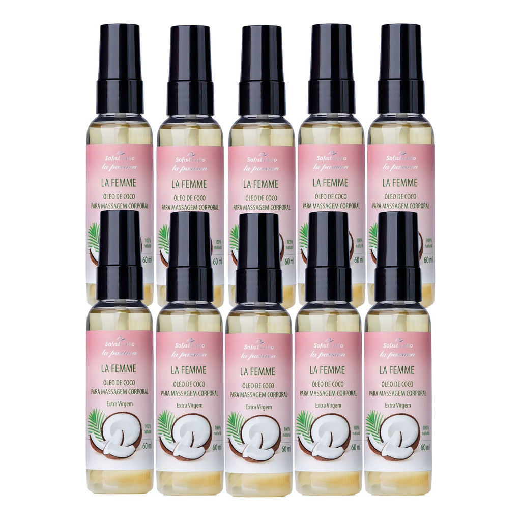 Kit 10 Óleo De Coco Extra Para Massagem Corporal Femme 60ml