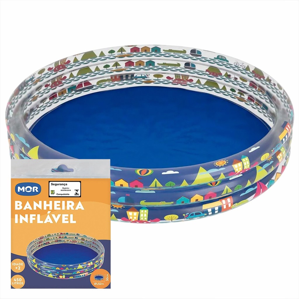 Piscina Banheira Inflável Infantil Redonda 450 Litros - Mor em Oferta na Shopee