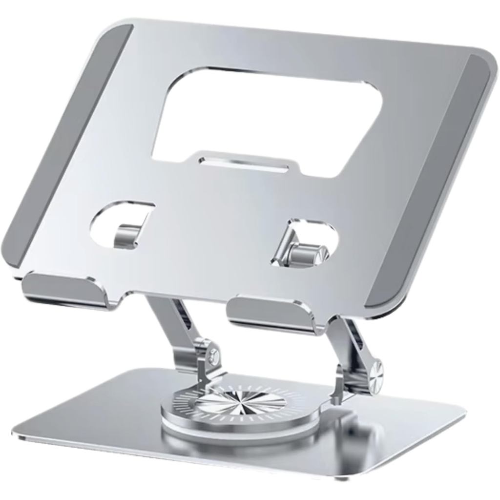 Suporte iPad Totalmente Alumínio de Mesa Base Rotatória Ajustável Dobrável 360º Para Tablets Mac