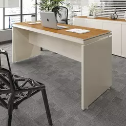 Mesa Para Escritório Com Tampo Duplo 25mm Tundra - Off White E Cedro