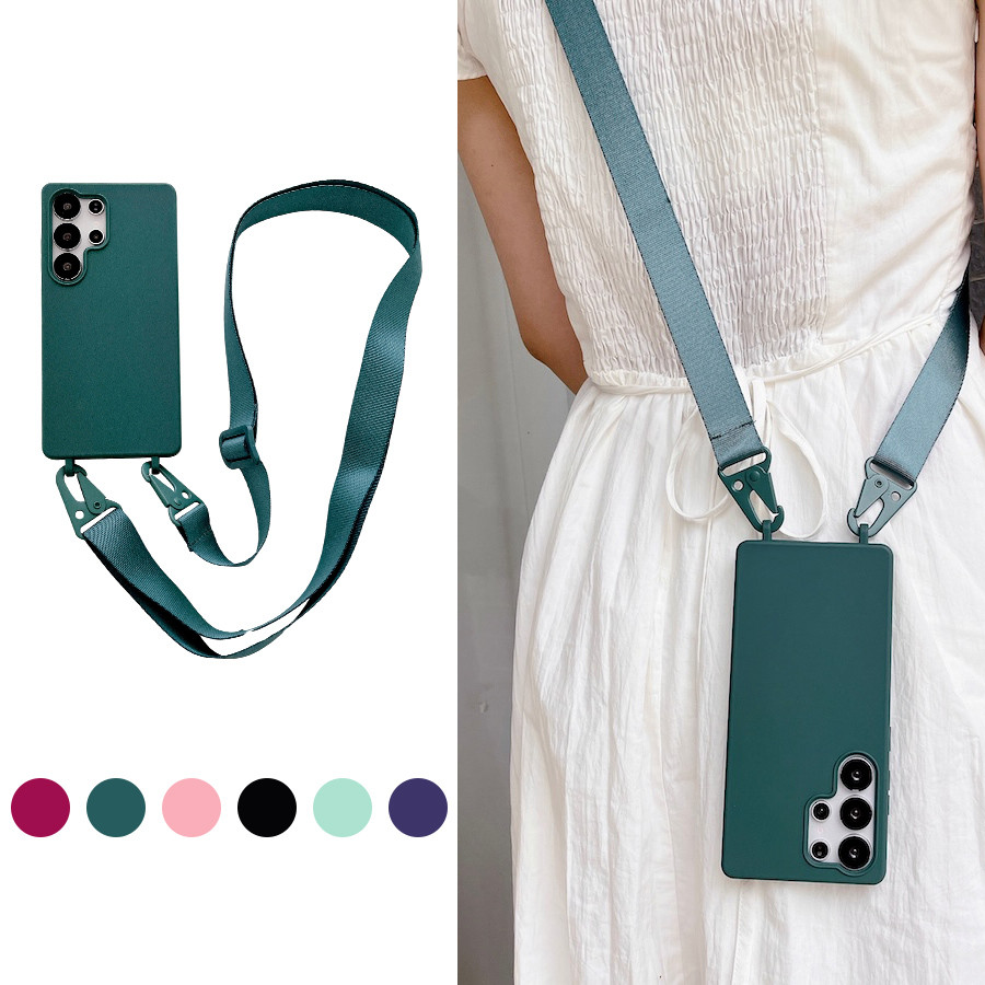 Capa Para Samsung S25 FE S26 Plus Ultra A37 A57 A07 A17 A06 A16 A26 A36 A56 5G Crossbody Colar Cinta Cordão Caso De Sili