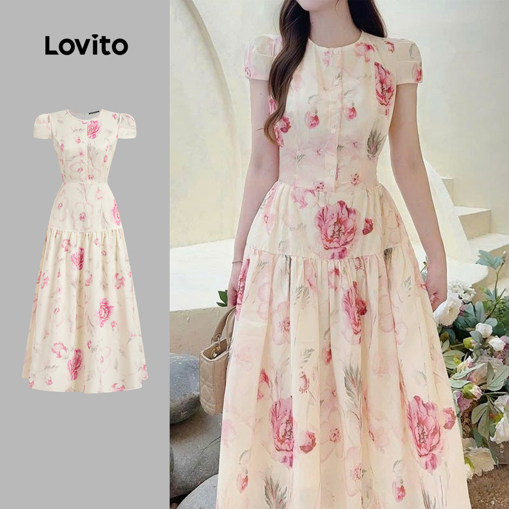 Lovito Vestido Boho Primavera/verão para Mulheres L149ED485 em Oferta na Shopee