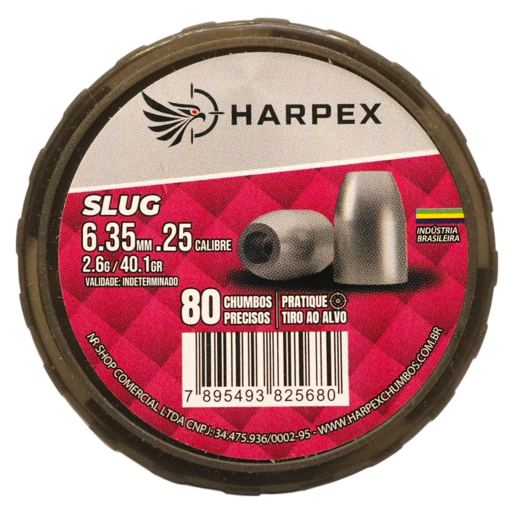 Chumbinho Harpex Slug Alta precisão 6.35mm (.25) - 80un em Oferta na Shopee