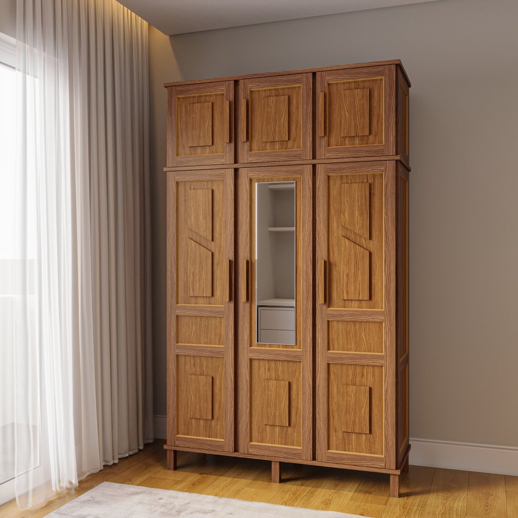 Guarda-Roupa Solteiro 1 Espelho 6 Portas e Cabideiros  Ipê em Oferta na Shopee