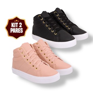 Kit 2 Botinha Feminina Bota Tenis Cano Alto Medio Academia Promoção Envio Imediato em Oferta na Shopee