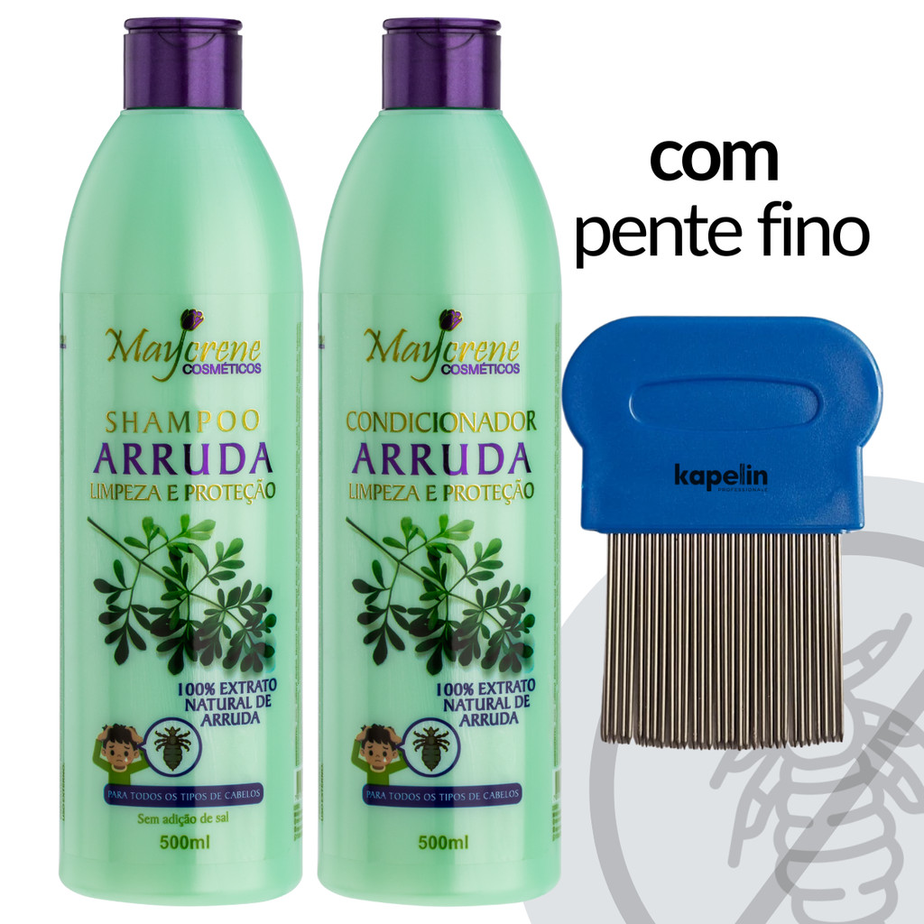 Kit De Arruda Piolho E Lêndeas Pente Fino Limpeza E Proteção
