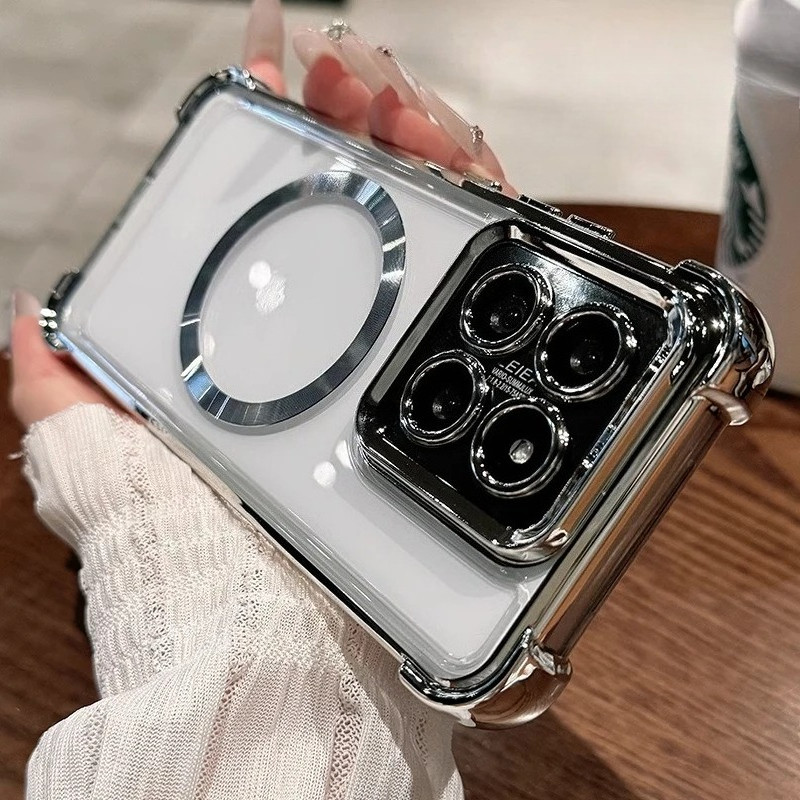 Capa Para Xiaomi 15T Pro Chapeamento Transparente Magnético De Carregamento Sem Fio Mi 15T 15TPro Filme De Lente Embutid