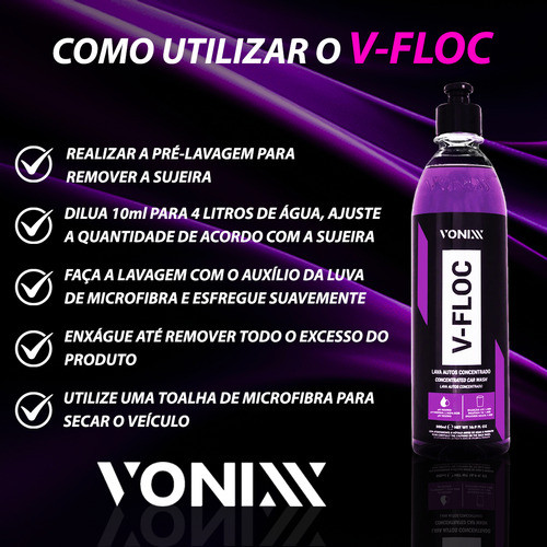 V-floc 500ml Shampoo Automotivo Neutro Concentrado -Vonixx · foto 2