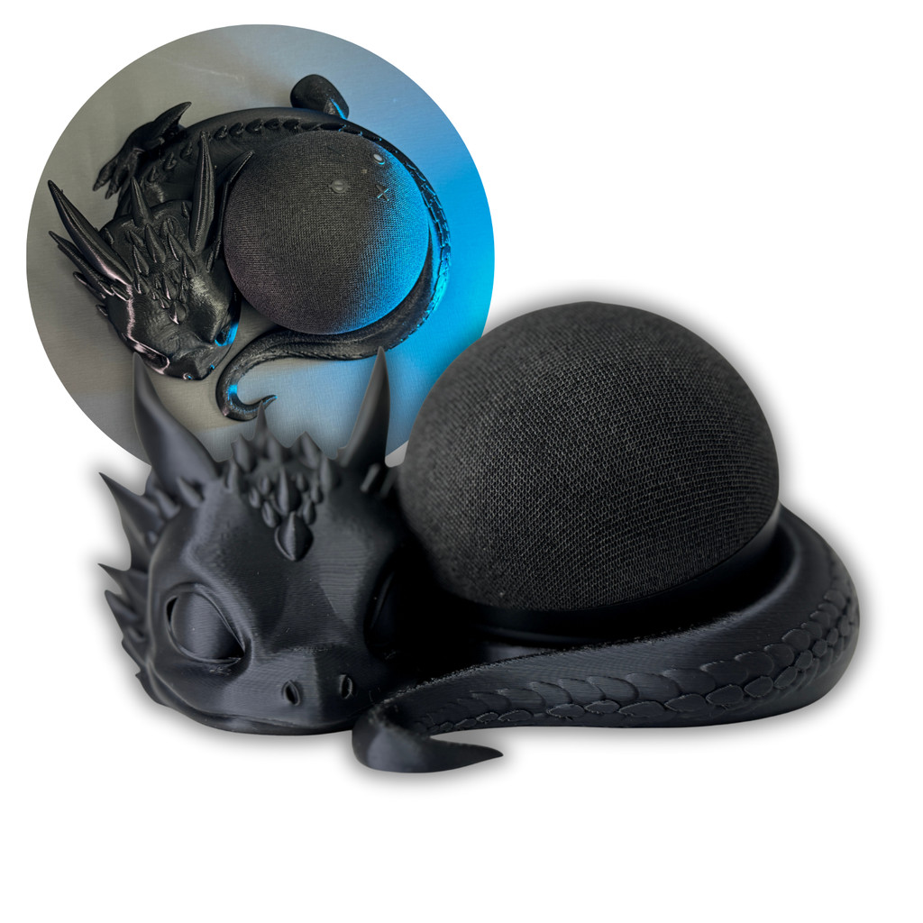 Suporte Mesa Alexa Echo  Pop Preto |  Baby dragon Esconde Fios