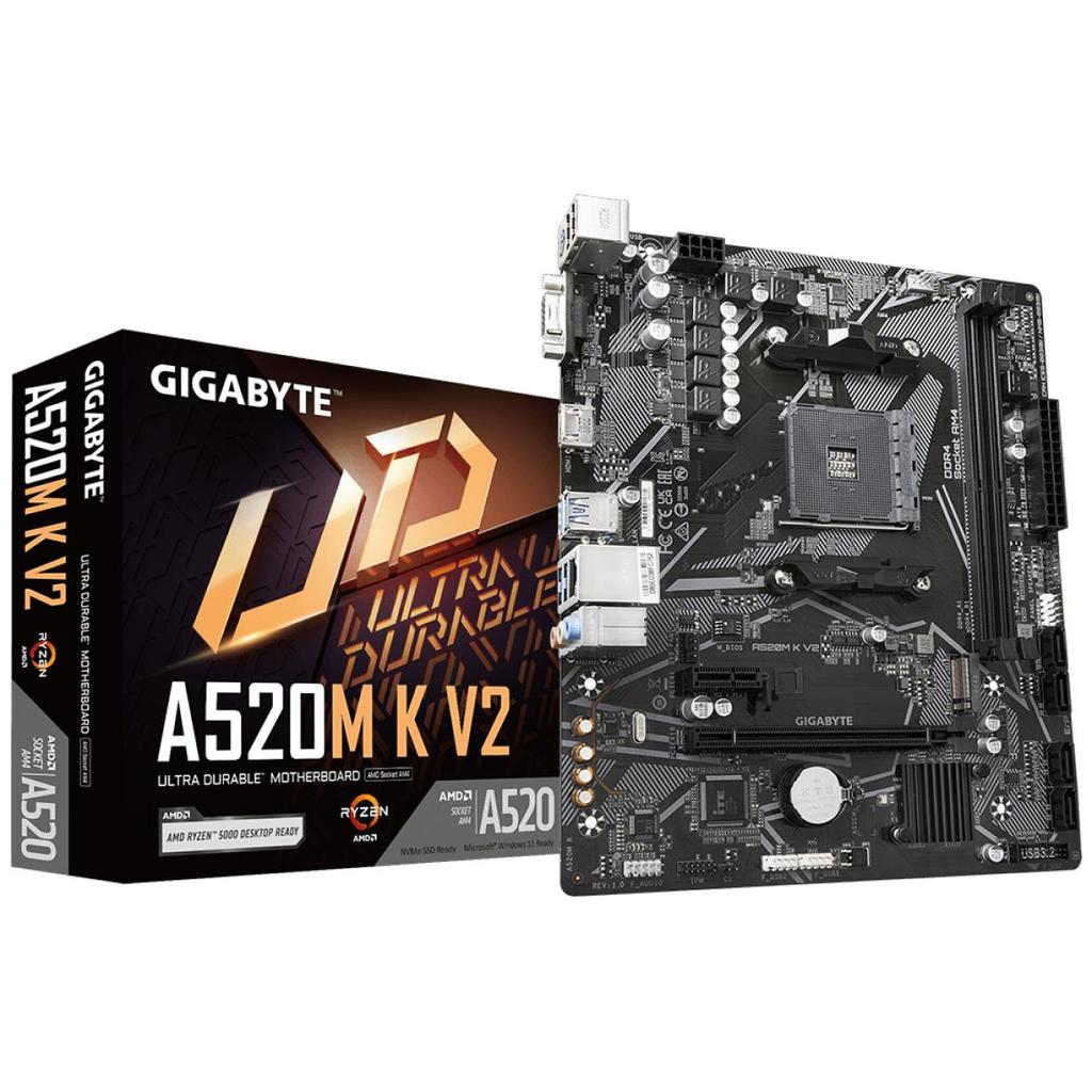 Placa Mãe Gigabyte A520M K V2, Chipset A520, AMD AM4, MATX, DDR4, A520M K V2