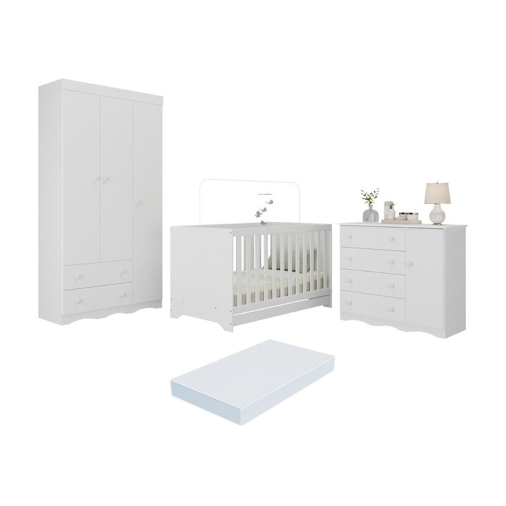 Quarto de Bebê Completo com Berço Americano 3 em 1 Colchão Incluso Realeza Multimóveis MP4607 em Oferta na Shopee